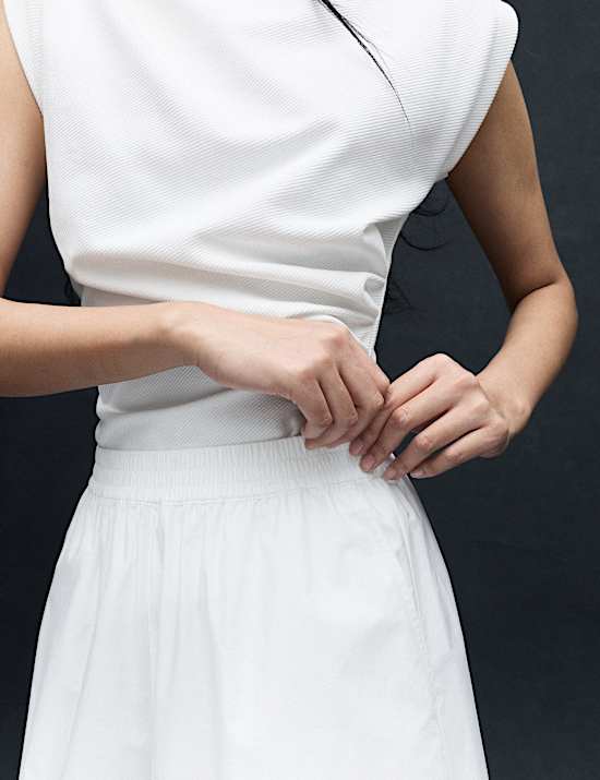 Zuiver katoenen, kortere palazzo-broek