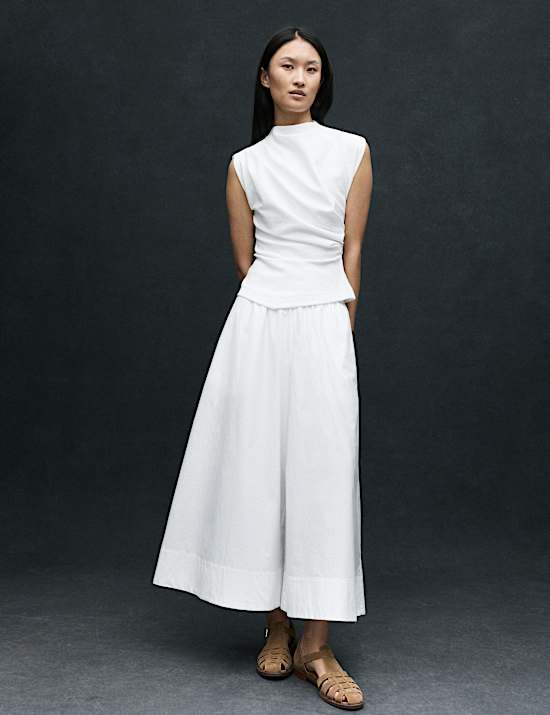 Zuiver katoenen, kortere palazzo-broek