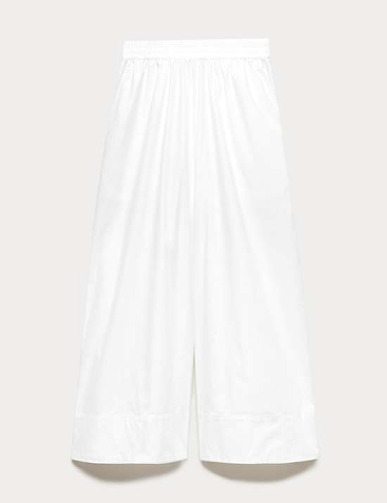 Pure Cotton Cropped Palazzo Trousers