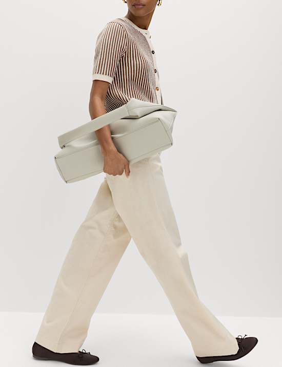 Pure Cotton Belted Straight Leg Trousers