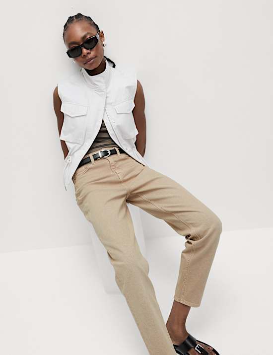 Mom High Waisted Colour Ankle Grazer Jeans