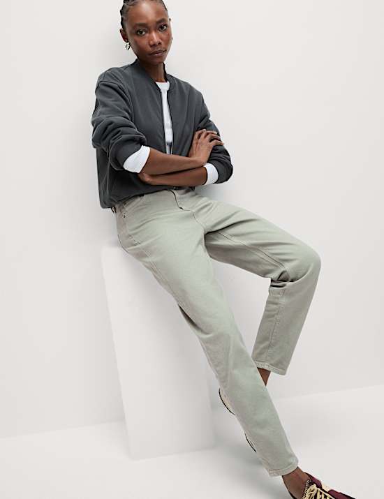 Mom High Waisted Colour Ankle Grazer Jeans