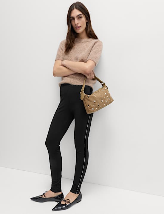 Leggings mit hohem Bund und Verzierung