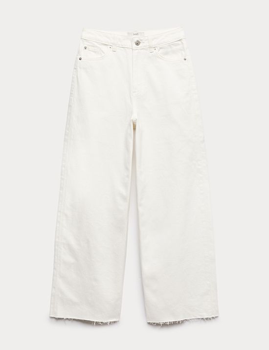 High Waisted Wide Leg Cropped Jeans