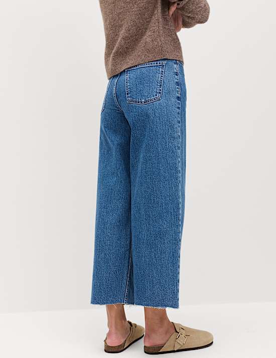High Waisted Wide Leg Cropped Jeans