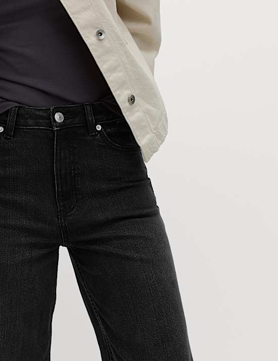 Pantacourt large en jean taille haute