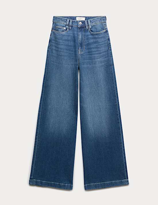 Dżinsy z szerokimi nogawkami z wysoką talią