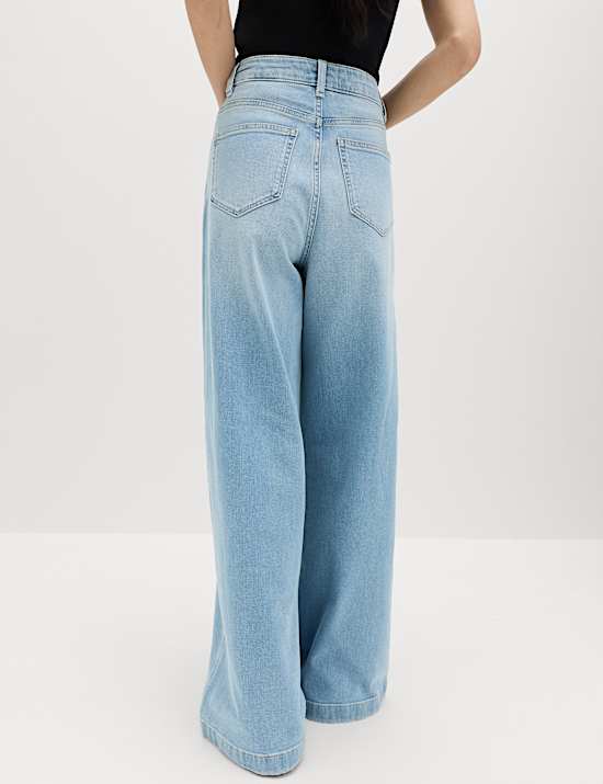 Jeans met hoge taille en wijde pijpen