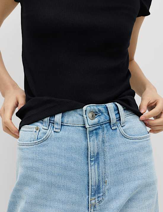 Jeans met hoge taille en wijde pijpen