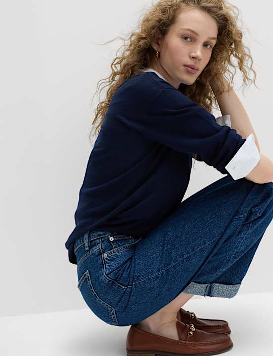 Boyfriend Mid Rise Ankle Grazer Jeans