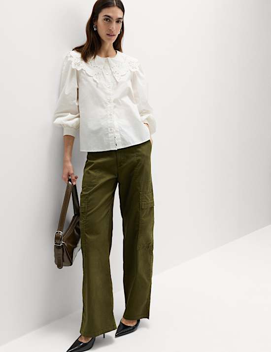 Lyocell Rich Cargo Wide Leg Trousers