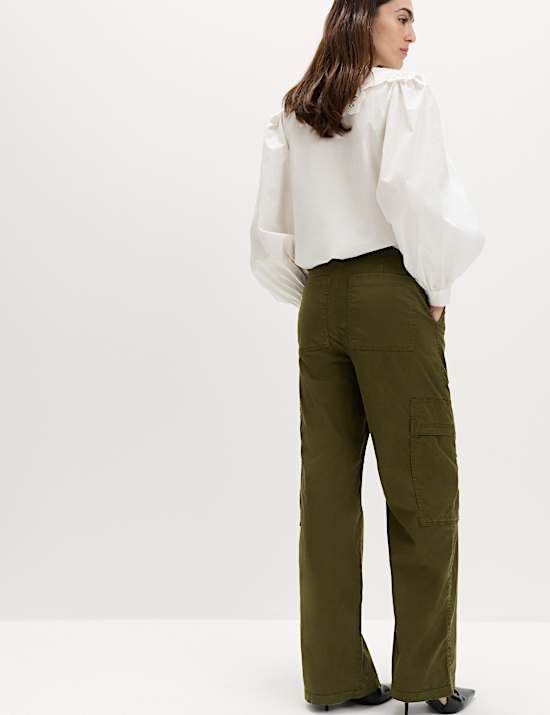 Lyocell Rich Cargo Wide Leg Trousers