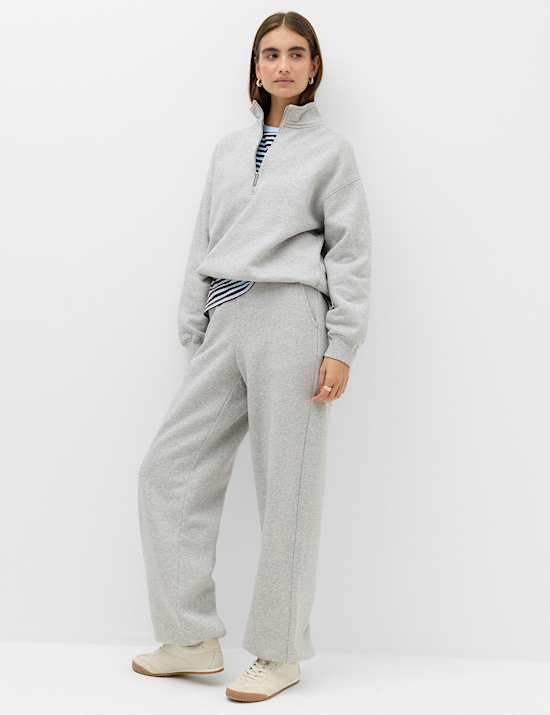 Pure Cotton Patch Pocket Wide Leg Joggers