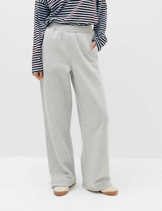 Pure Cotton Patch Pocket Wide Leg Joggers