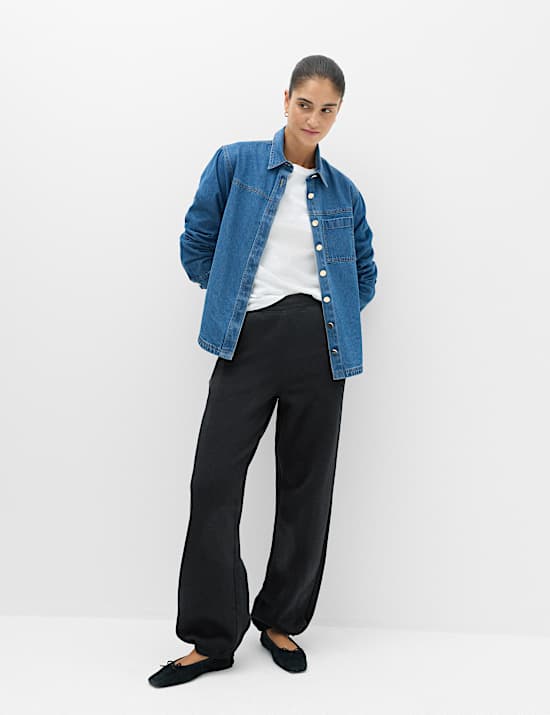 Pure Cotton Patch Pocket Wide Leg Joggers