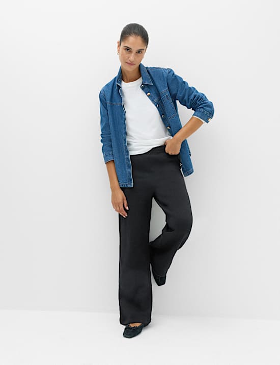 Pure Cotton Patch Pocket Wide Leg Joggers