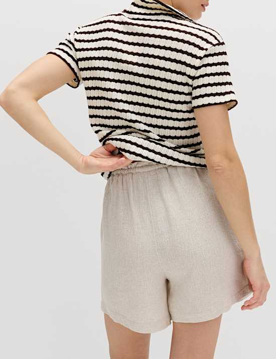 Linen Rich High Waisted Shorts