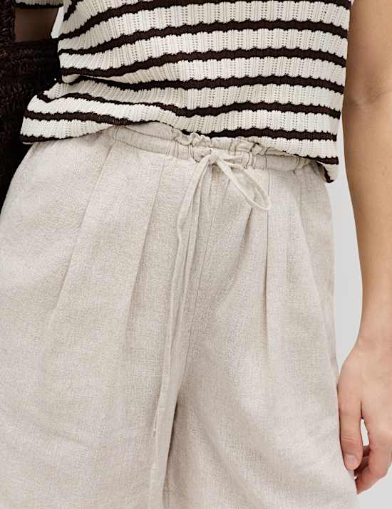 Linen Rich High Waisted Shorts