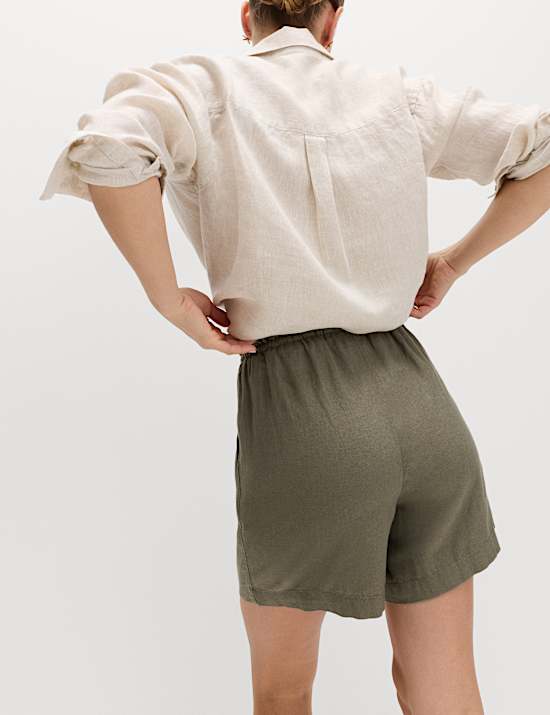 Linen Rich High Waisted Shorts