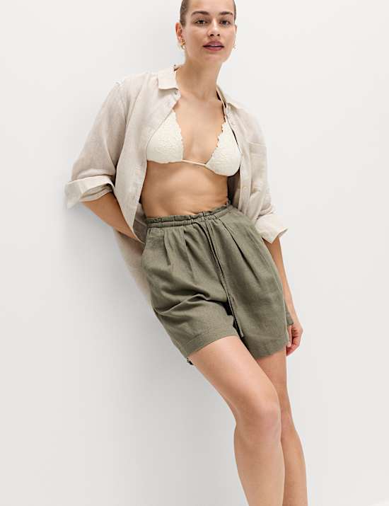 Linen Rich High Waisted Shorts