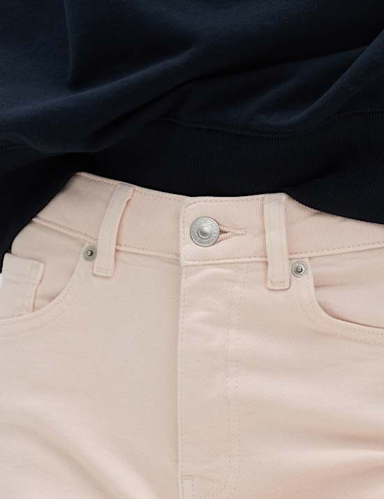 Slim-fit kortere jeans met hoge taille