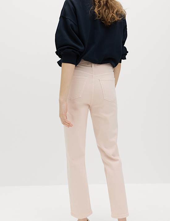 Slim-fit kortere jeans met hoge taille