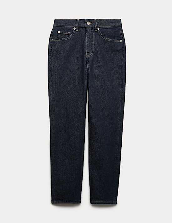 High Waisted Cropped Slim Fit Jeans