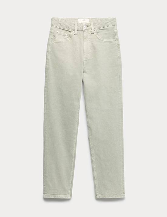 Jean raccourci coupe cintr&eacute;e taille haute