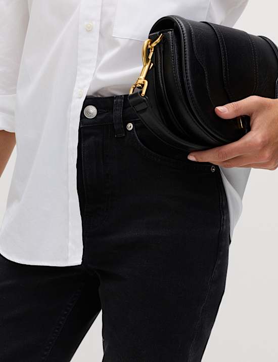 High Waisted Cropped Slim Fit Jeans