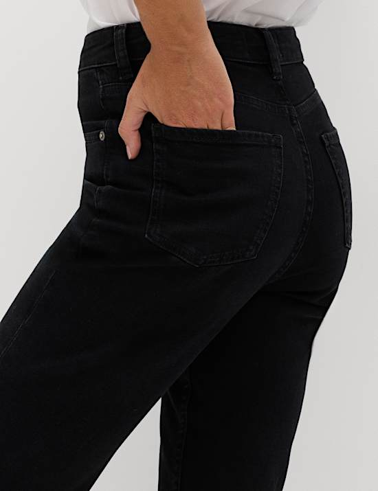 High Waisted Cropped Slim Fit Jeans