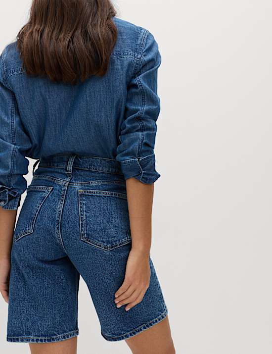 Bermuda taille haute 100 % coton