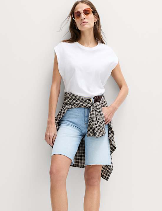 Pure Cotton High Waisted Bermuda Short