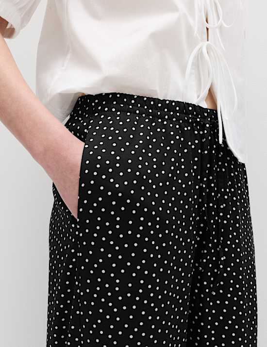 Pantalon coupe large &agrave; taille &eacute;lastique et imprim&eacute;