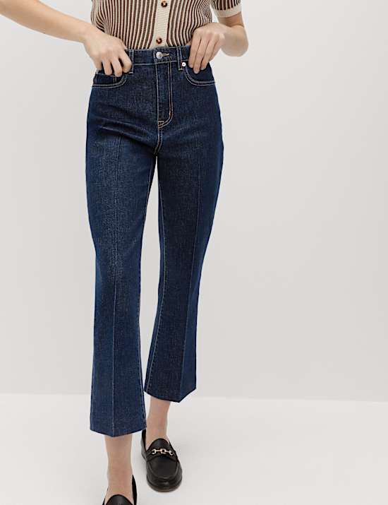 High Waisted Kickflare Cropped Jeans