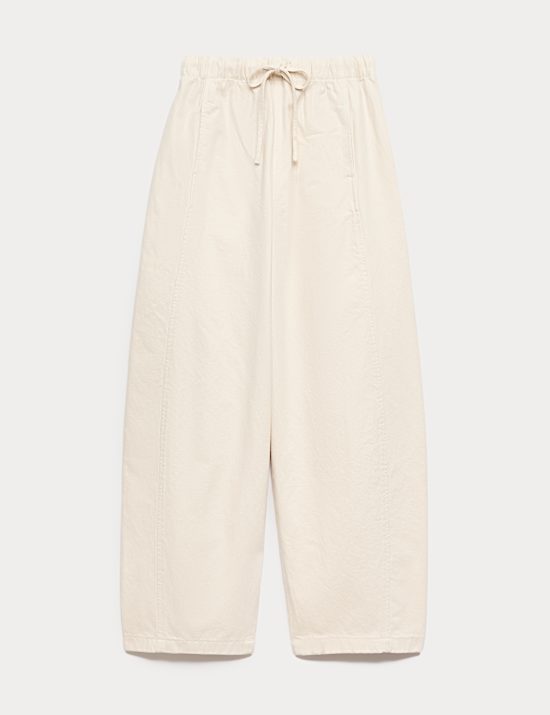 Pull On High Waisted Barrel Leg Jeans