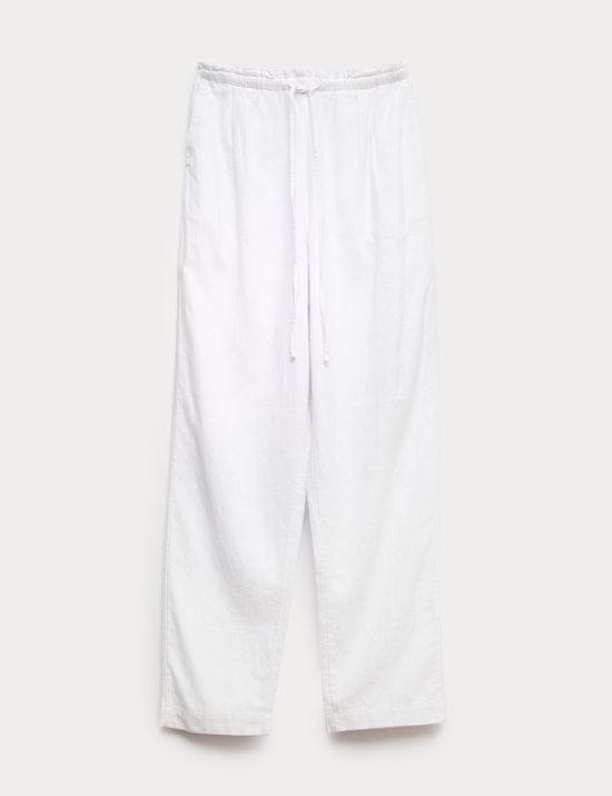 Linen Rich Elasticated Waist Tapered Trousers