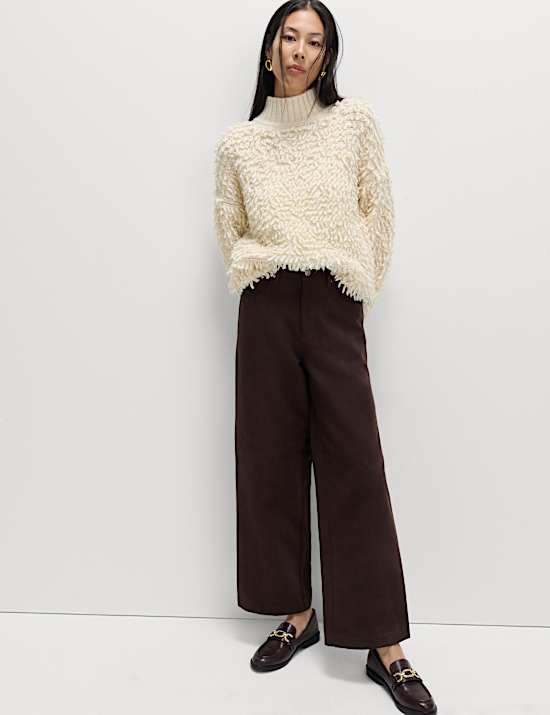 Faux Suede Wide Leg Trousers