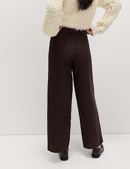 Faux Suede Wide Leg Trousers