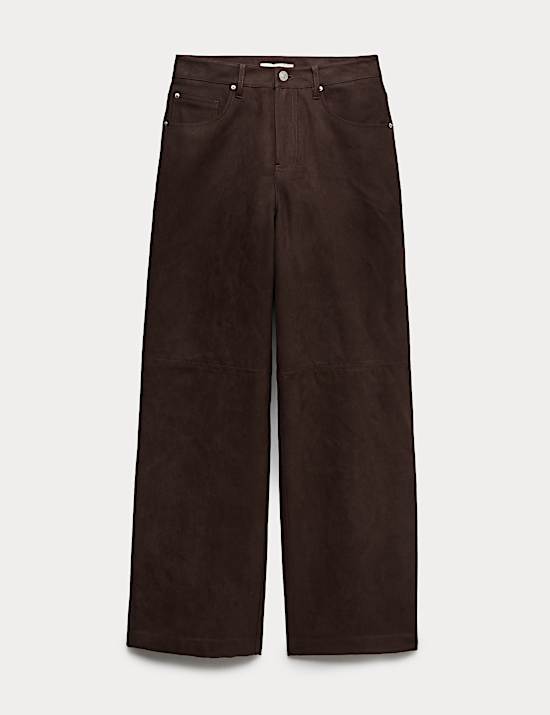 Faux Suede Wide Leg Trousers