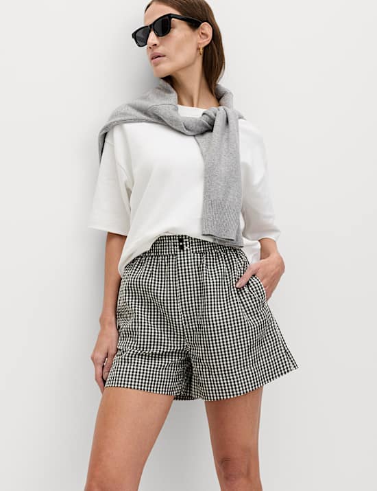 Gingham High Waisted Shorts