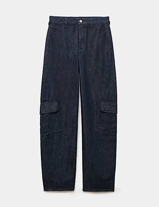 Utility Mid Rise Barrel Jeans with Lyocell