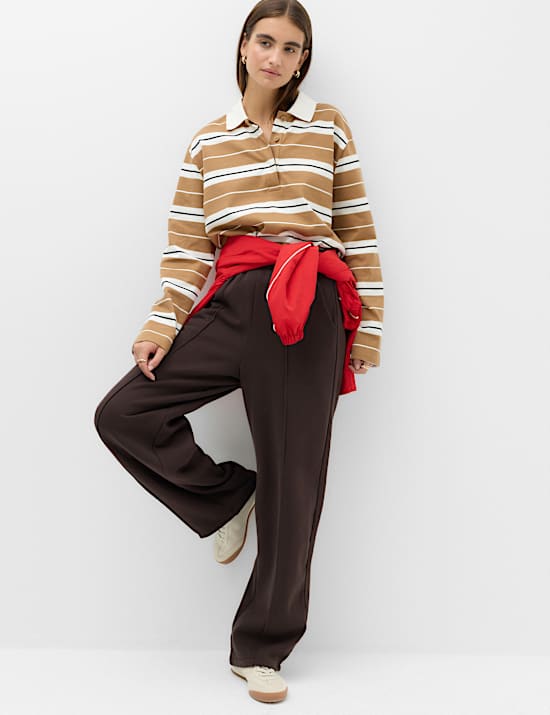 Pure Cotton Pintuck Barrel Leg Joggers