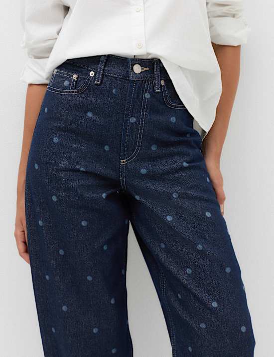 High Waisted Polka Dot Balloon Leg Jeans