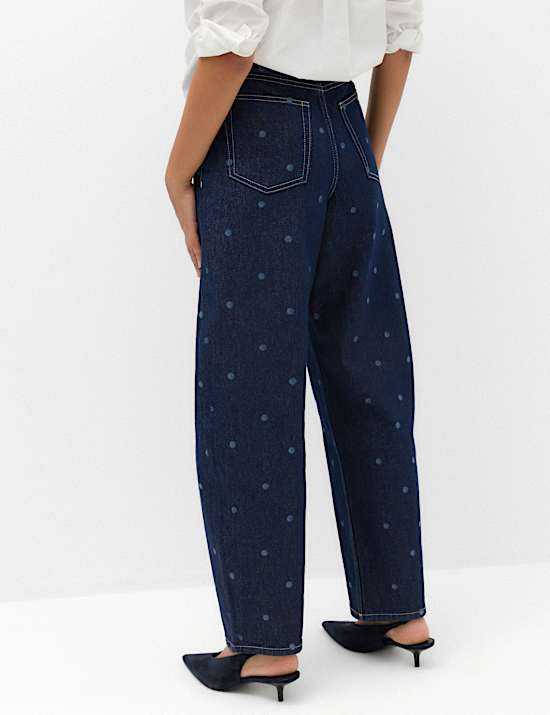 High Waisted Polka Dot Balloon Leg Jeans