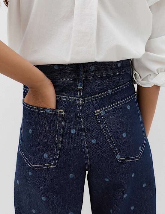 High Waisted Polka Dot Balloon Leg Jeans