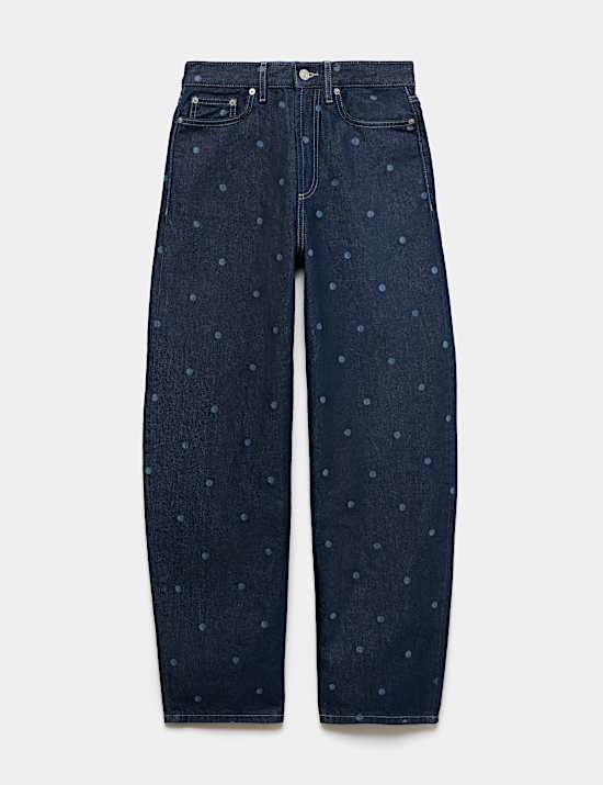 High Waisted Polka Dot Balloon Leg Jeans