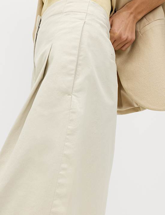 Cotton Rich High Waisted Pleat Front Bermuda Shorts