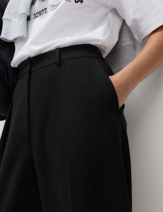 Pure Cotton Elasticated Waist Carrot Leg Trousers