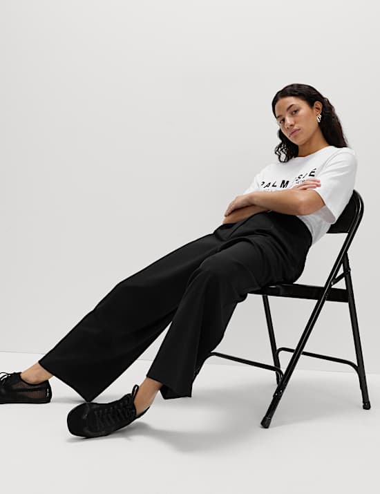 Pure Cotton Elasticated Waist Carrot Leg Trousers