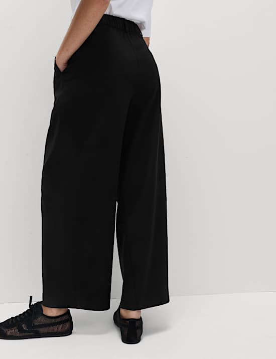Pure Cotton Elasticated Waist Carrot Leg Trousers